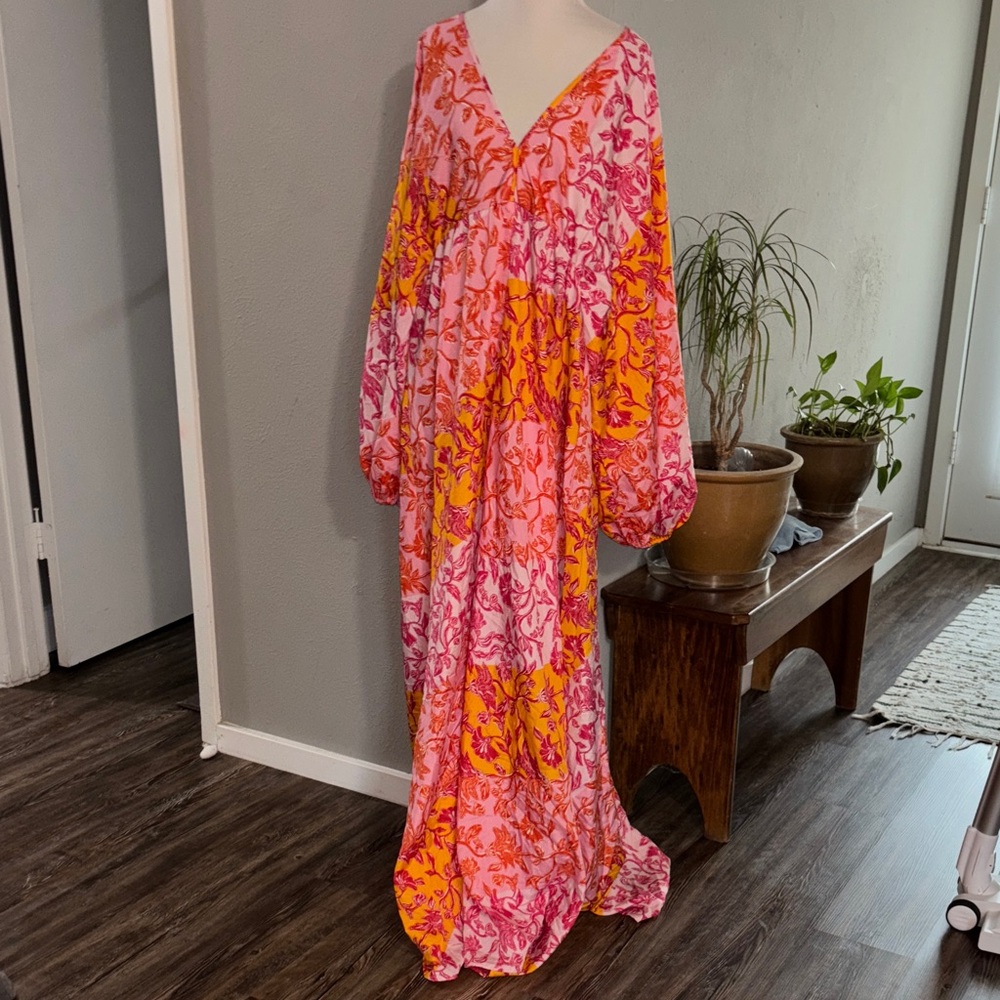 boohoo Patchwork Batwing Sleeve Maxi Dress